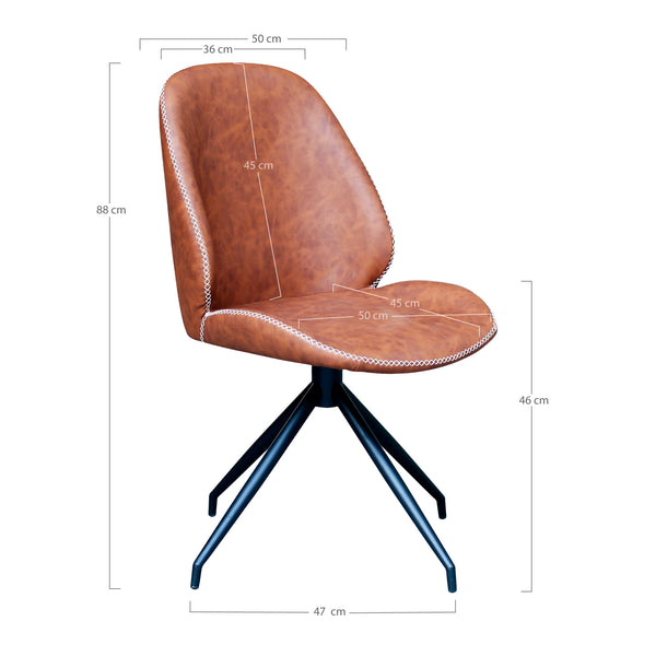 Monte Carlo Matstol - med swivelFunktion, PU-läder, vintage brun, svarta ben