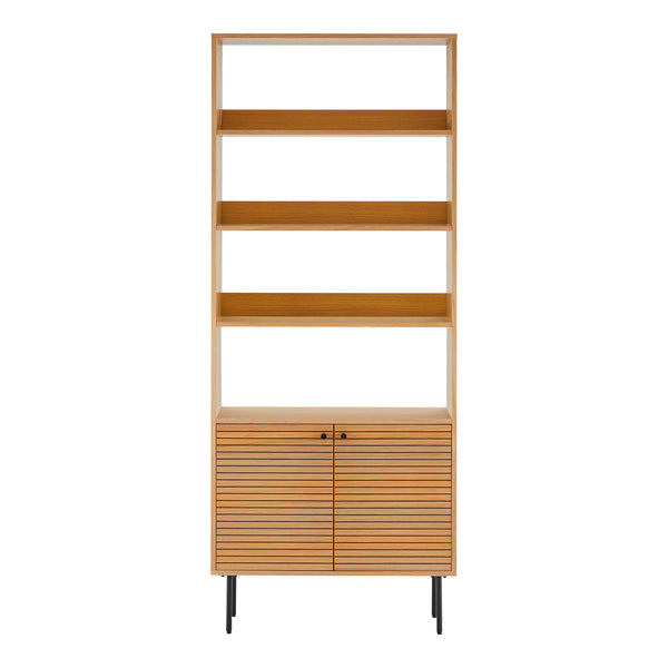 Kyoto Book Shelf - Oak veneer, Melamine, MDF, Stål, Ek , 80 × 30 × 200 cm