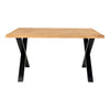 Toulon matbord, oljad ek med vågig kant, förberett för iläggsskivor 95x140x75 cm