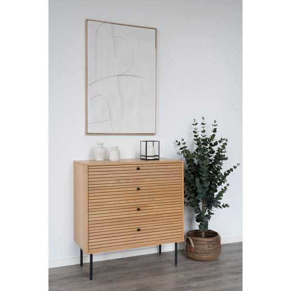 Kyoto Byrå - 4 lådor, ekfanér, natur, 80 × 40 × 85 cm