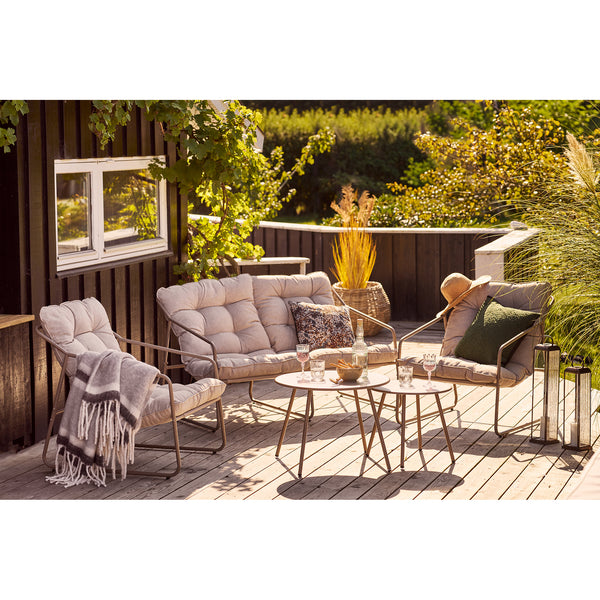 Nilo Lounge Set - stål med dynor, polyester, sand, 65/128 × 81/81 × 74/45/43,5 cm