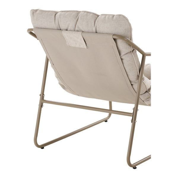 Nilo Lounge Set - stål med dynor, polyester, sand, 65/128 × 81/81 × 74/45/43,5 cm
