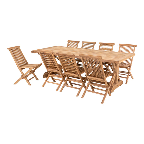 Volos and Toledo Garden Set - matgrupp, teak, naturell, 100 × 240 × 89 cm