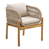 Terracina Trädgårdsset - rep och akacia, brun/beige, 120 × 120 × 76 cm